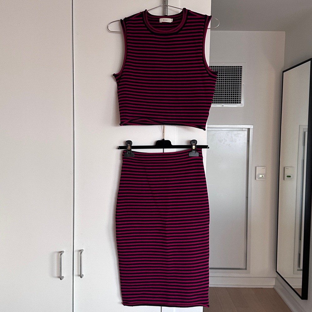 ALC Striped Viscose Knit Sweater Set
